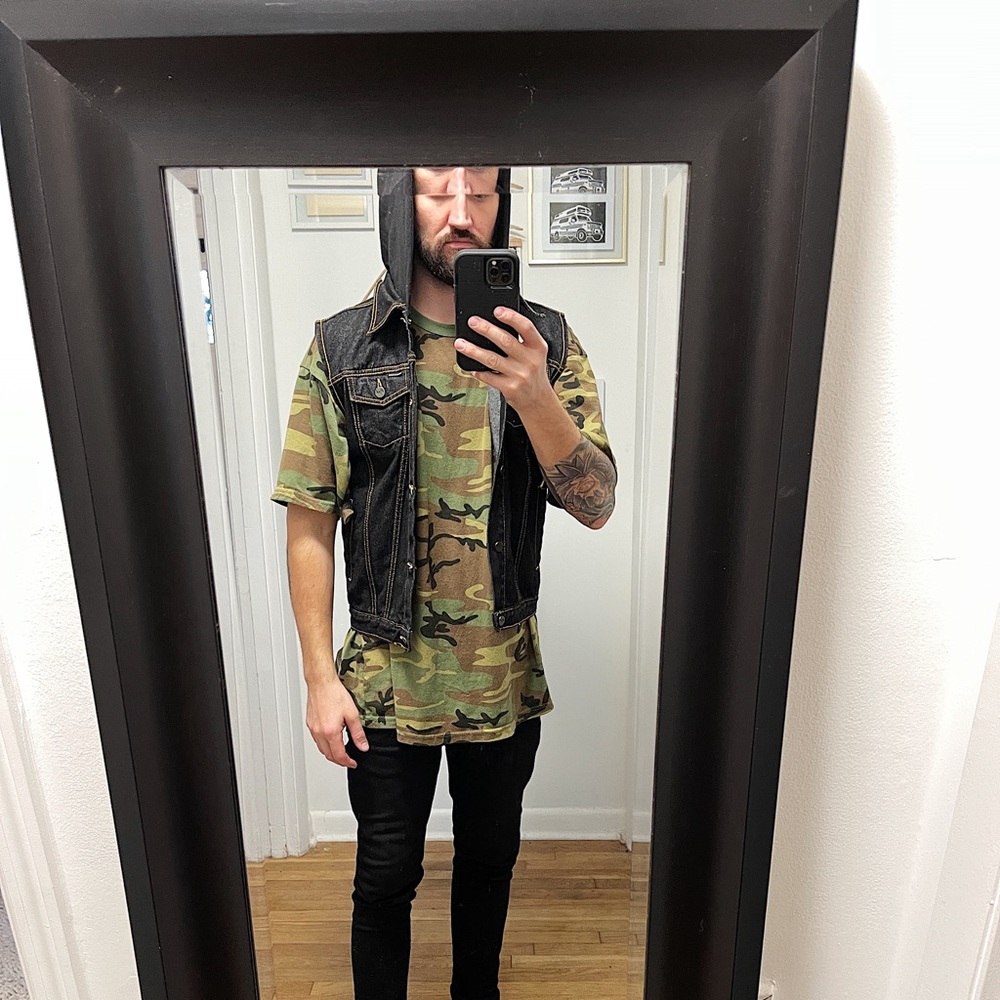 Peter Loves Denim Hooded Vest.